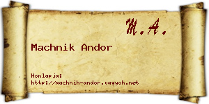 Machnik Andor névjegykártya